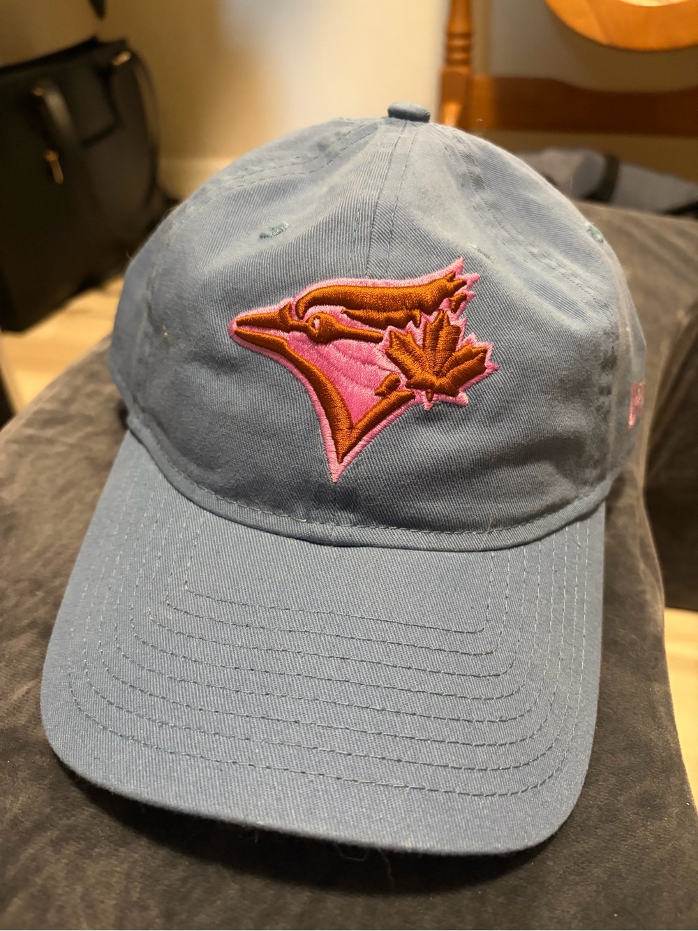 Blue Baseball Cap with Pink & Brown Embroidered Toronto Blue Jays Logo